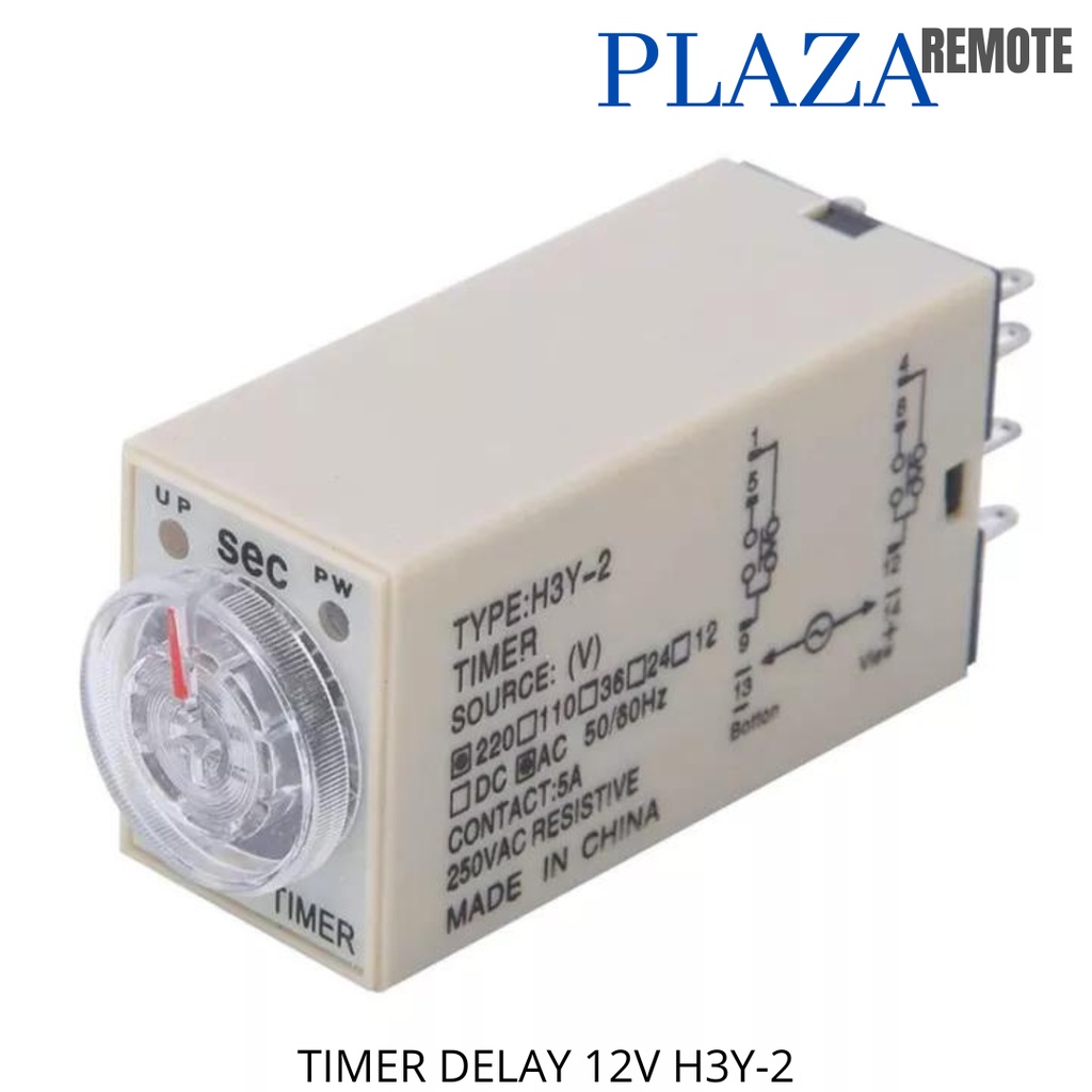 TIMER DELAY RELAY H3Y-2 12V 1 DETIK - 60 MENIT NON SOCKET