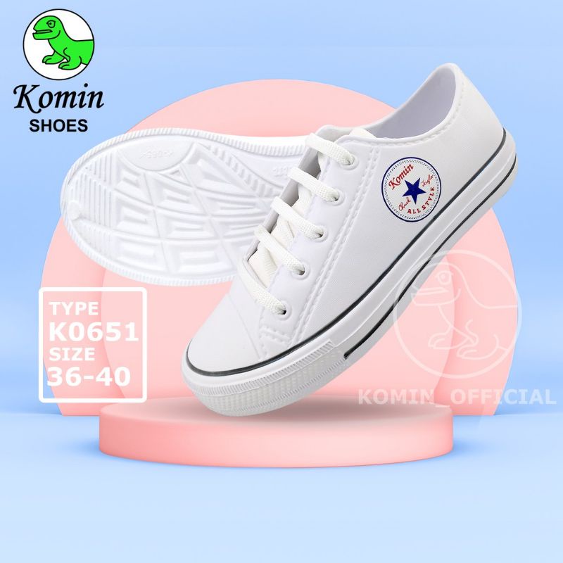 PROMO.. SEPATU KATS KOMIN K065-1 / SEPATU CEWEK TALI WARNA PUTIH