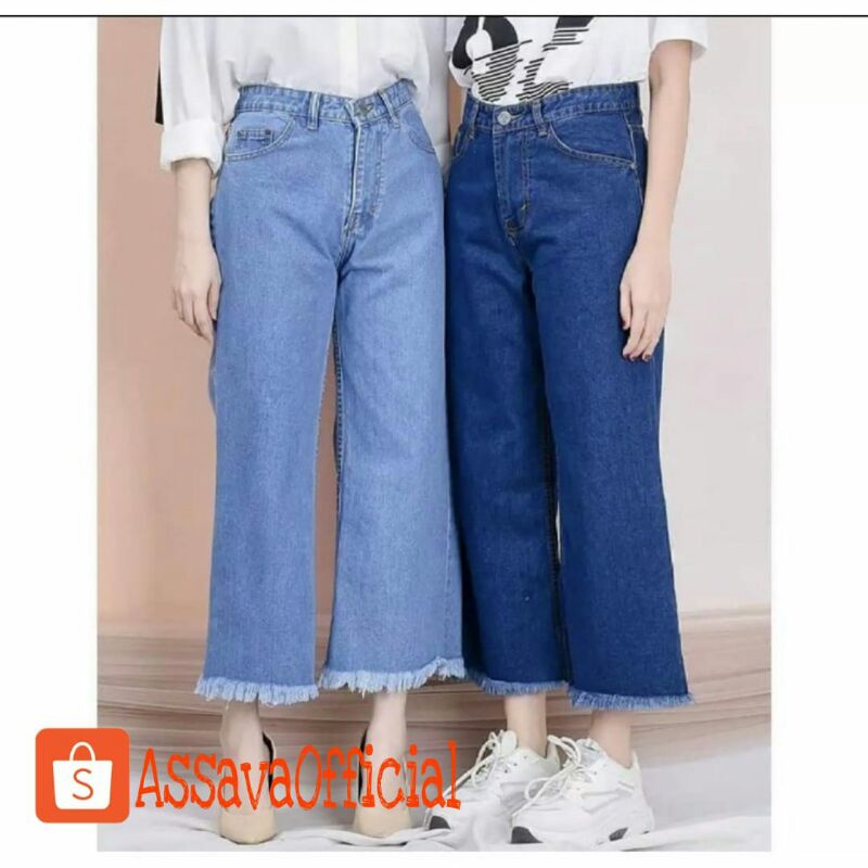 CELANA KULOT JEANS WANITA - Highwaist Kulot Jeans wanita Rawis - KULOT JINS WANITA - KULOT RAWIS