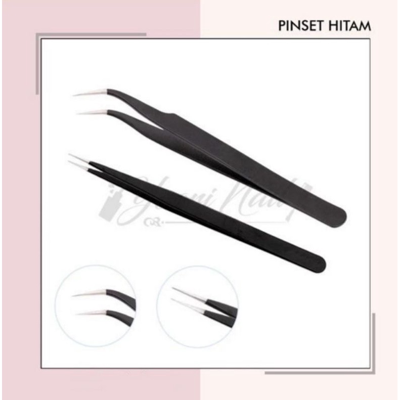 Pinset hitam lancip bengkok tweezer nail art tweezers pinset serbaguna