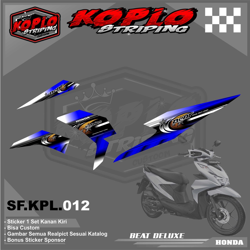 Striping Motor Honda Beat Deluxe - Sticker Striping Variasi Motor Honda Beat Deluxe. KPL 012