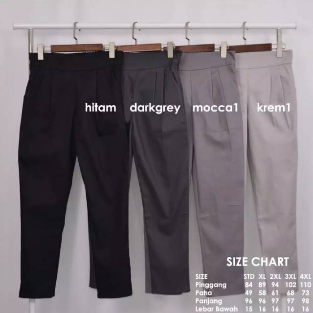  Celana  Kerja Wanita Formal Hitam Model Basic Lurus Bahan 