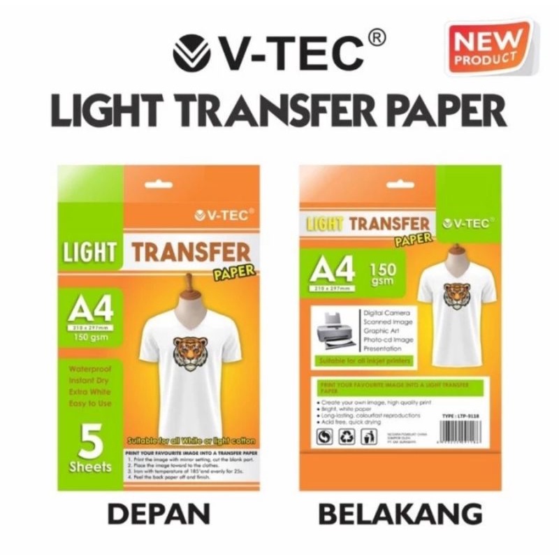 

Kertas Transfer Paper Vtec Transfer Paper Light 150gsm