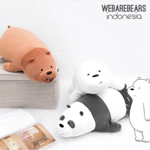 We bare bears boneka panda beruang teddy bear grizzly ice bear bantal leher mainan anak bayi pillow