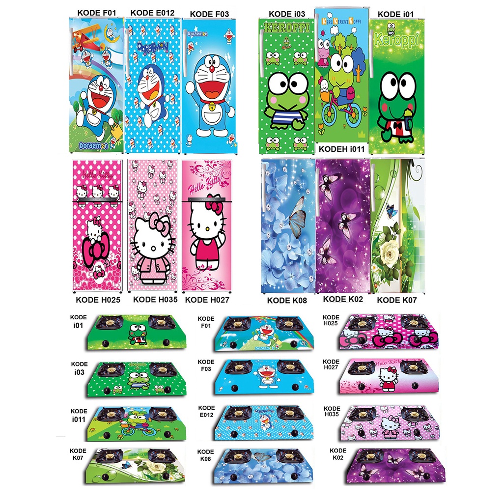 COD Joy KTB Sticker Kulkas 1 Pintu 2 Pintu Kompor 2 Tungku Stiker Bunga Karakter Shabby Bisa Pilih M