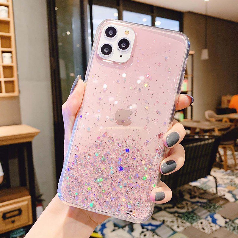 Casing iPhone 6s 6 7 8 Plus 11 Pro MAX XR X XS MAX Motif Planet Glitter Transparan
