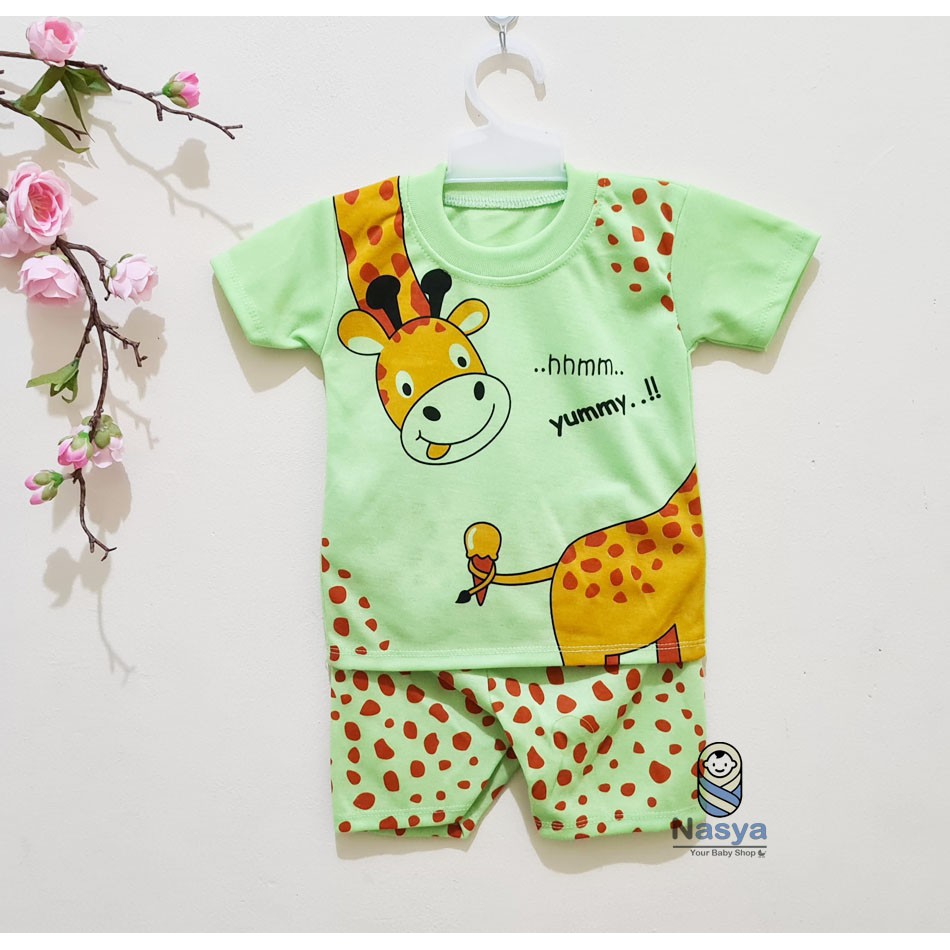 [J-009] Setelan Baju Bayi Pendek / Pakaian Laki Murah Newborn (0-6 bulan)