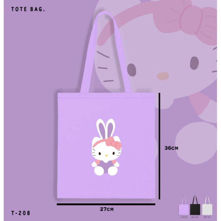 TOTE BAG LILAC HELLO KITTY/TOTEBAG HELLO KITTY KANVAS/SOUVENIR ULTAH