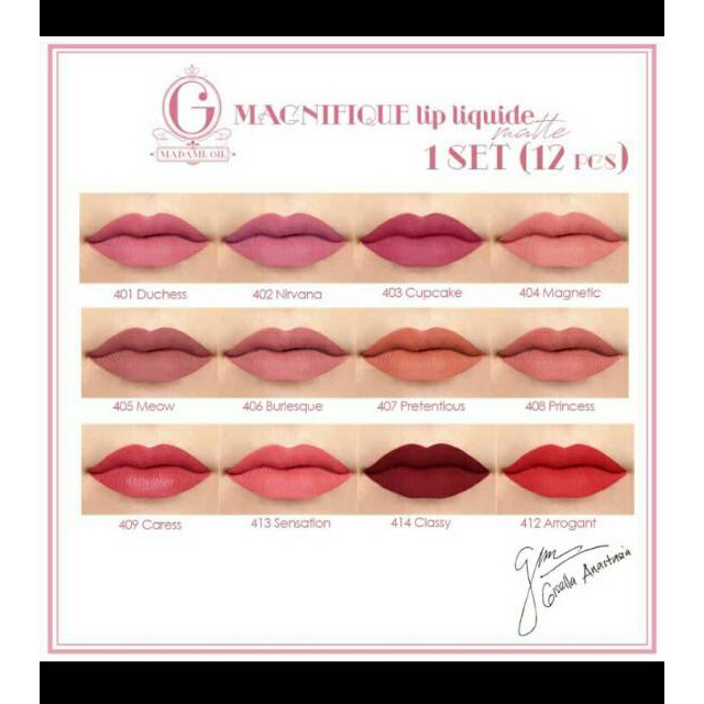 ORIGINAL 100% Madame Gie Magnifique Lip Liquide Matte LIPSTIK Delightful LIPSTICK