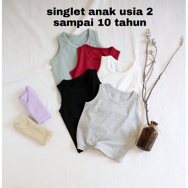 Kaos Singlet Polos Anak Usia 2-10th Singlet Anak Anak Unisex Cowok/Cewek