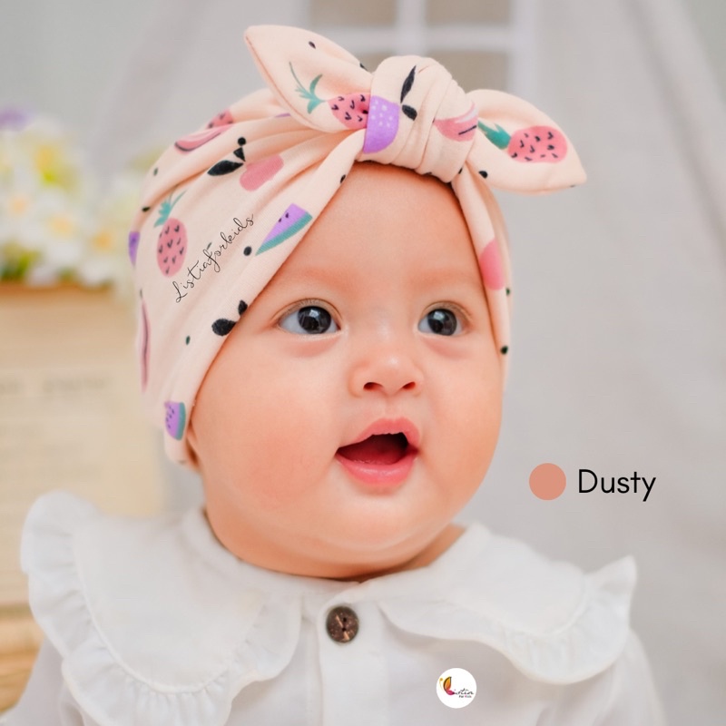 Turban Anak Bayi Perempuan Model Pita Ikat Fullprint newborn 0-3 Tahun Premium by Listiaforkids