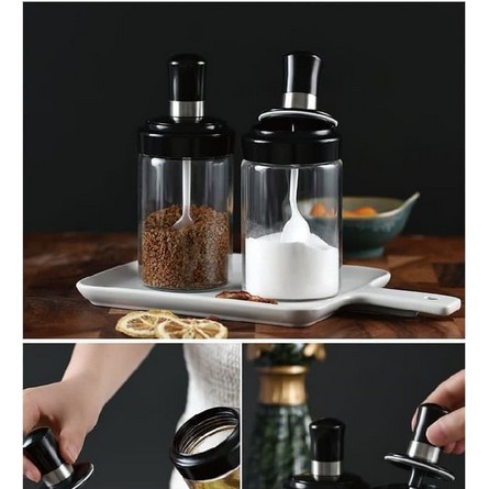 BOTOL BUMBU SENDOK KACA Unik Dengan Tutup Botol Sendok Serbaguna