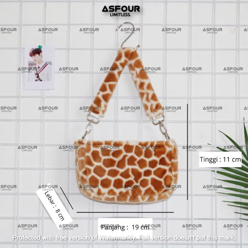 Asfour - Animal Shoulder Bag Slingbag Bulu Korean Style Wanita Terbaru Fur Animal Pattern Handbag