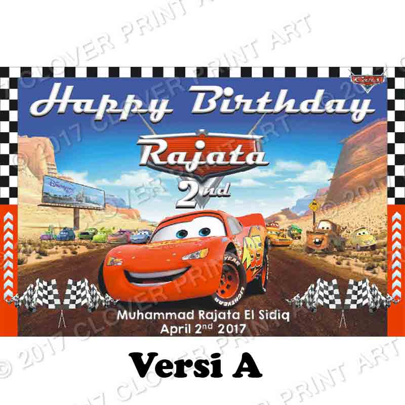 Backdrop Background Ulang Tahun Anak Cars Lighting McQueen