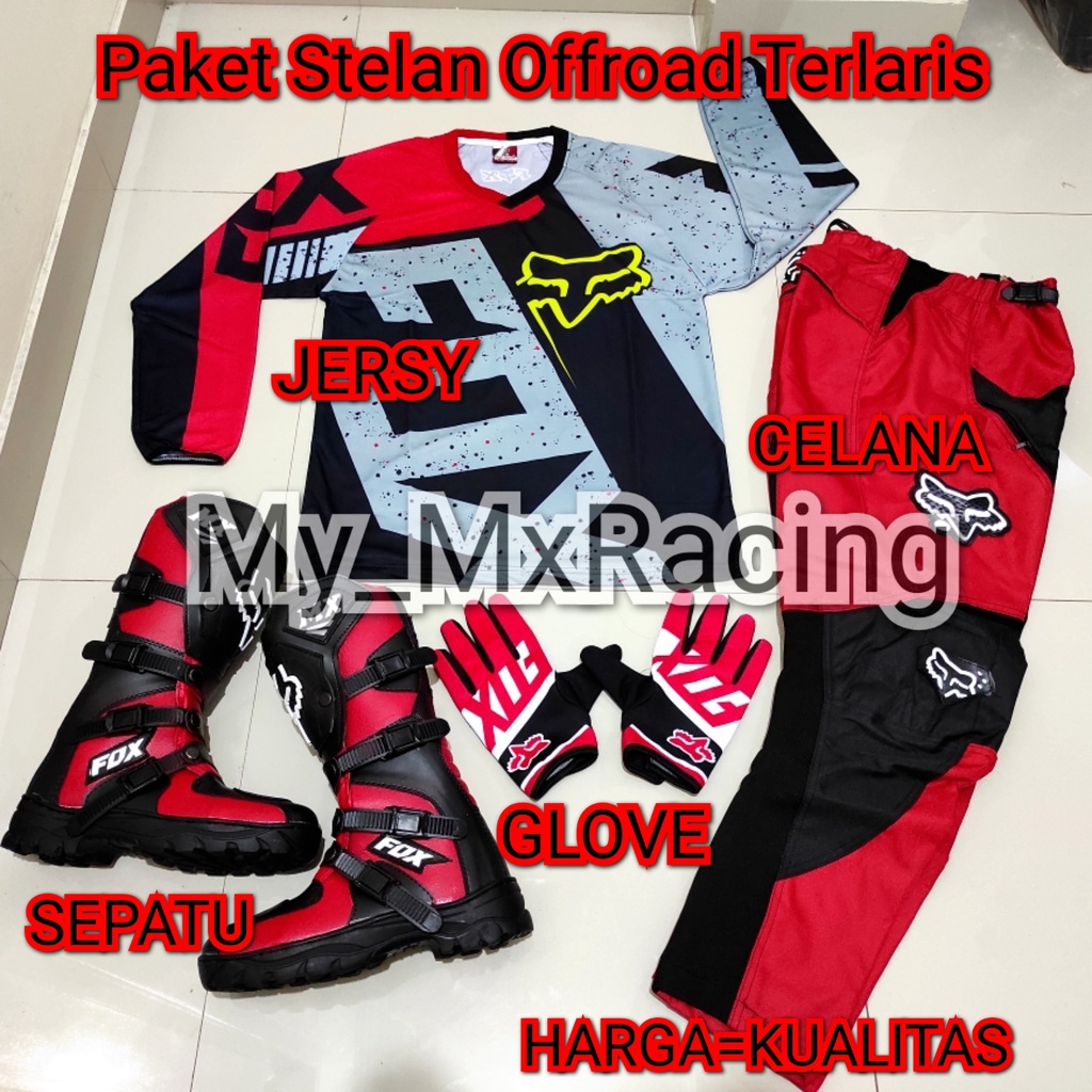 promo stelan offroad FX 18 trail cross sepatu cross jerset trail celana cross tral bonus sarung tangan