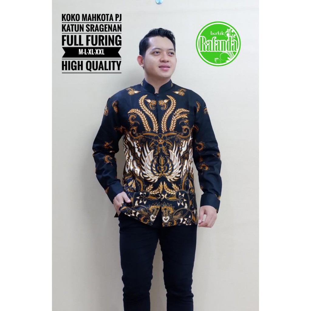 Koko Mahkota kemeja batik pria modern asli solo atasan batik by rafanda