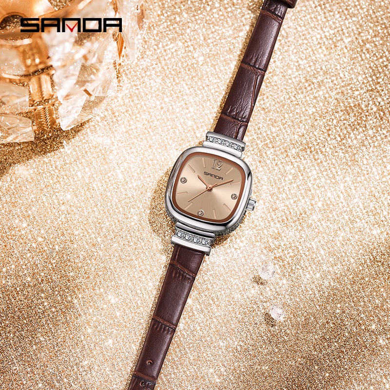 SANDA 7052 Jam Tangan Wanita Analog Tali Kulit Quartz WATCHKITE WKOS