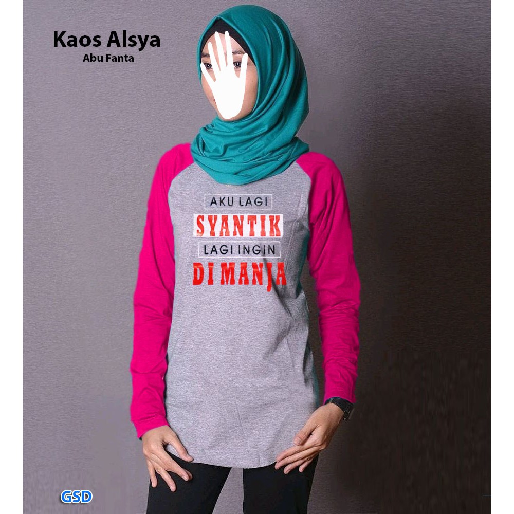 Kaos Sablon Panjang Wanita Kombinasi 2 Warna Terbaru Baju Murah Kekinian Kaos Alsya Mutlicolour