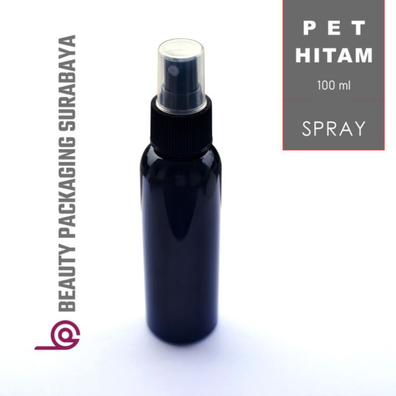 Botol Plastik PET 100ml BR Hitam Tutup Spray