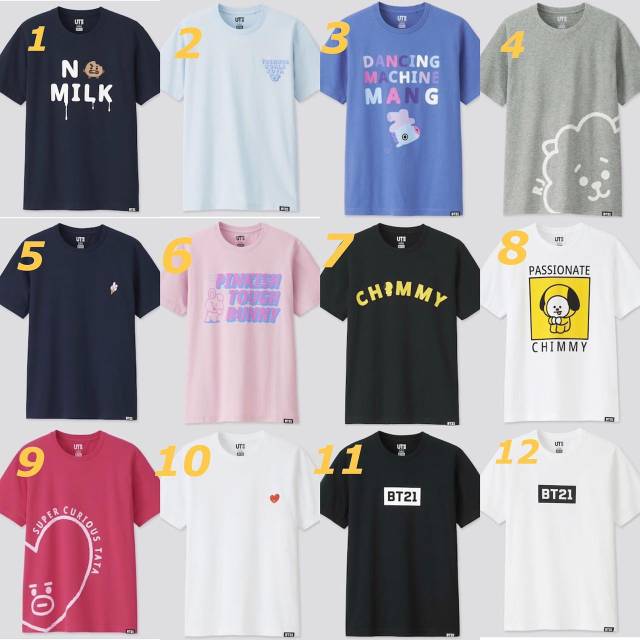 10pcs t-shirt Uniqlo BTS - untuk Arum