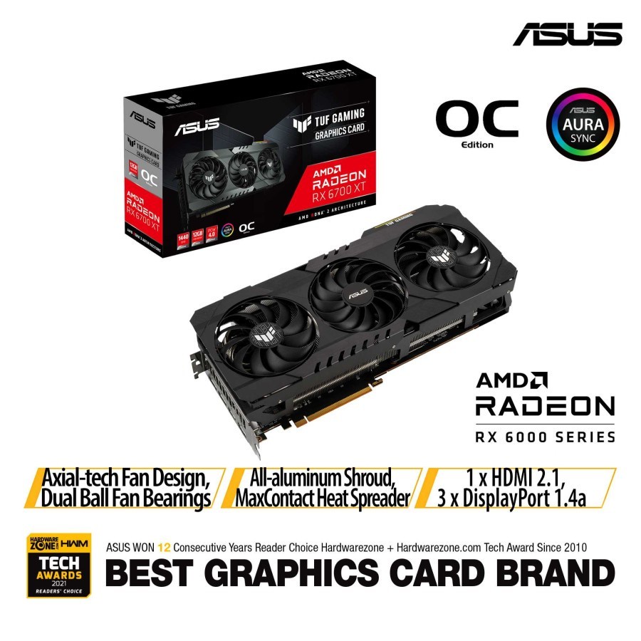 ASUS TUF RX 6700 XT OC GAMING 12GB GDDR6 6700XT 12G 192 BIT VGA AMD