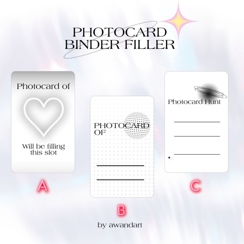 

(GET 2 PACK) Photocard binder filler B&W theme Kpop binder filler