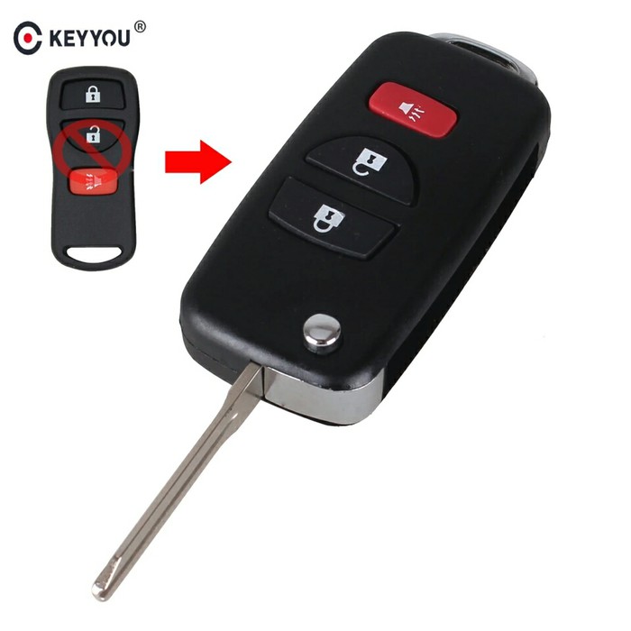 Flip Key kunci lipat Nissan Livina - xtrail 3 tombol + Logo Nissan