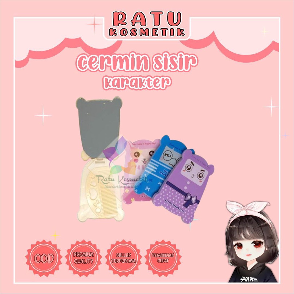 ❤ RATU ❤ Cermin Make Up Karakter Hp Barbie | Kaca Sisir Kotak Lipat Aishu Buku