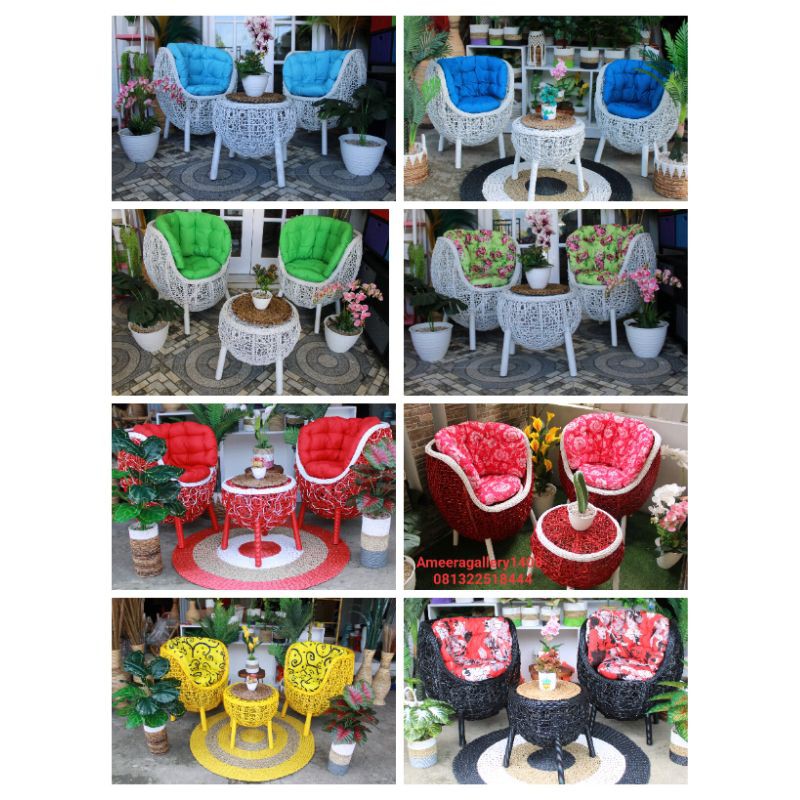 Kursi brekele rotan sintetis / kursi teras unik / kursi teras rotan