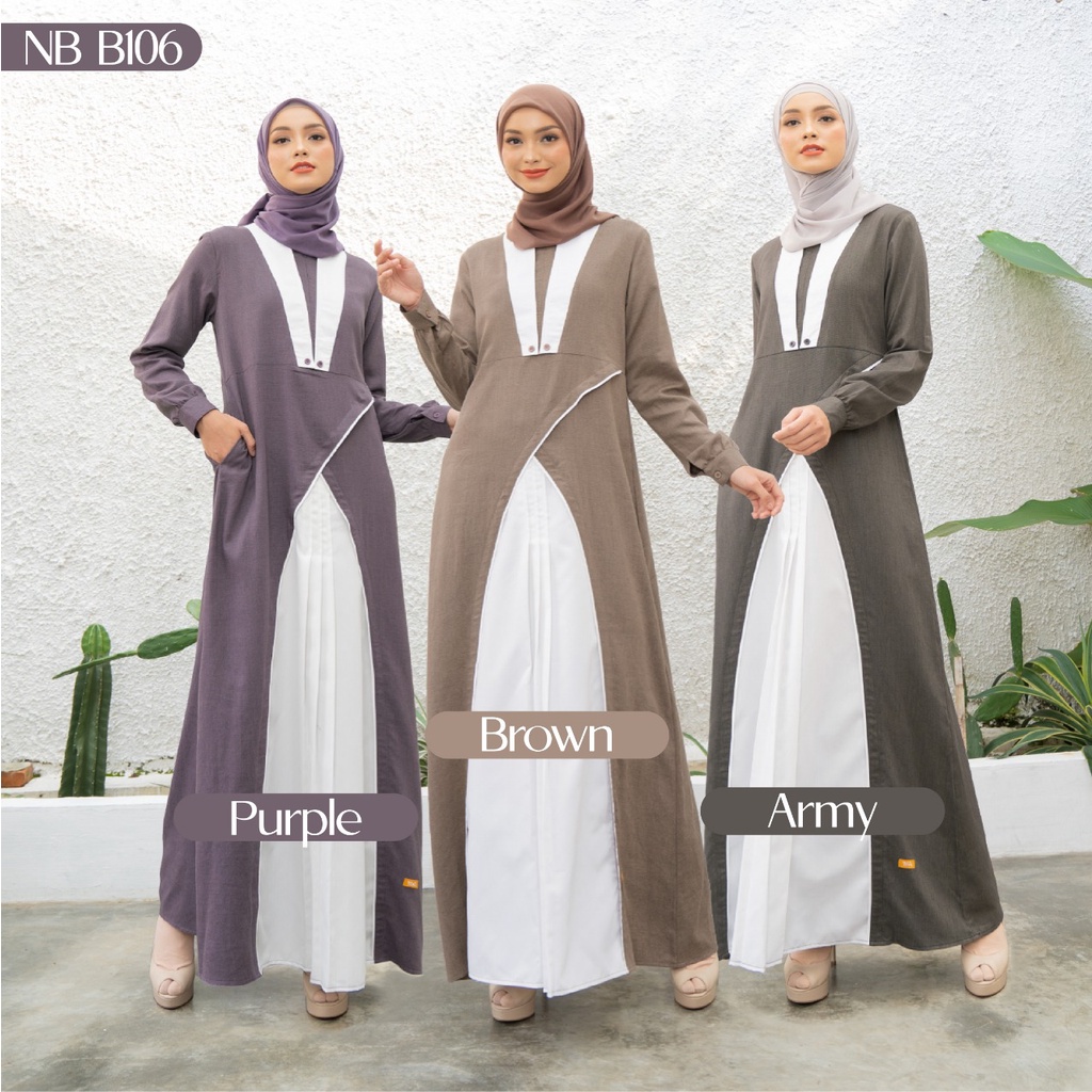 Nibras Gamis NB B106 Bahan Intrarami Twill mix Toyobo Dress Fashion muslimah Simpel Kekinian by Nibras bisa COD