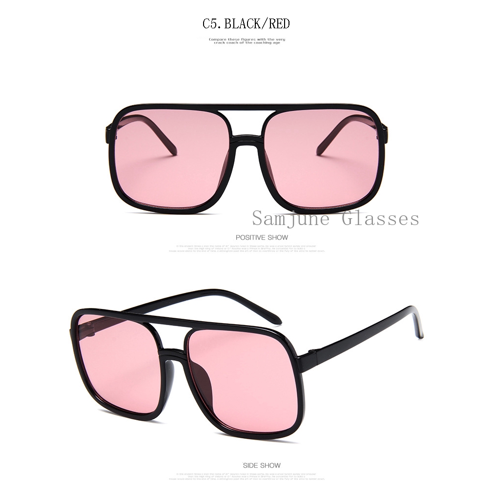 Kacamata Hitam Oversize Frame Kotak Gaya Vintage Retro Untuk Pria / Wanita