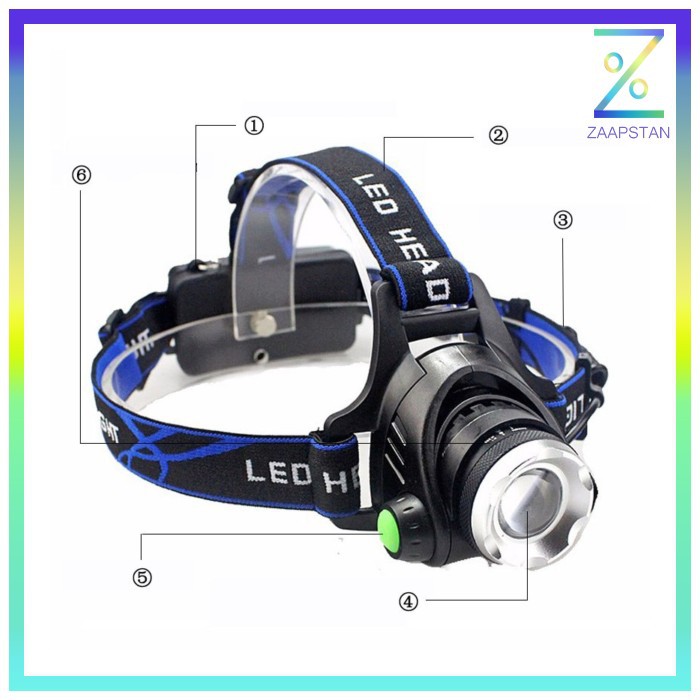 TaffLED High Power Headlamp LED Cree XML L2 + Charger - 568D - Black