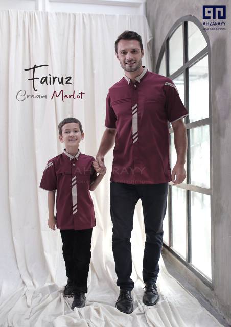 FAMILY SET FAIRUZ & FAIRUZIA - CREAM MARLOT/KOKO COUPLE AHZARAYY/GAMIS COUPLE/BAJU LEBARAN TERBARU