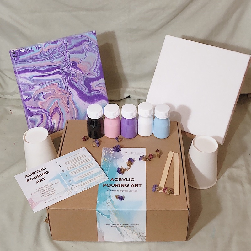 

DIY Acrylic Pouring Art by Sweetie Seasons Termasuk Easel Pouring Paint Art DIY Pouring Kit DIY