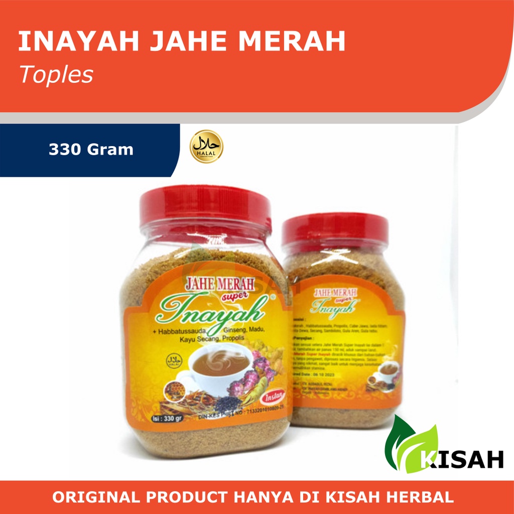 Jahe Merah Super INAYAH Kemasan Toples 330 gram | Plus Habbatussauda - Ginseng - Madu - Kayu Secang Original