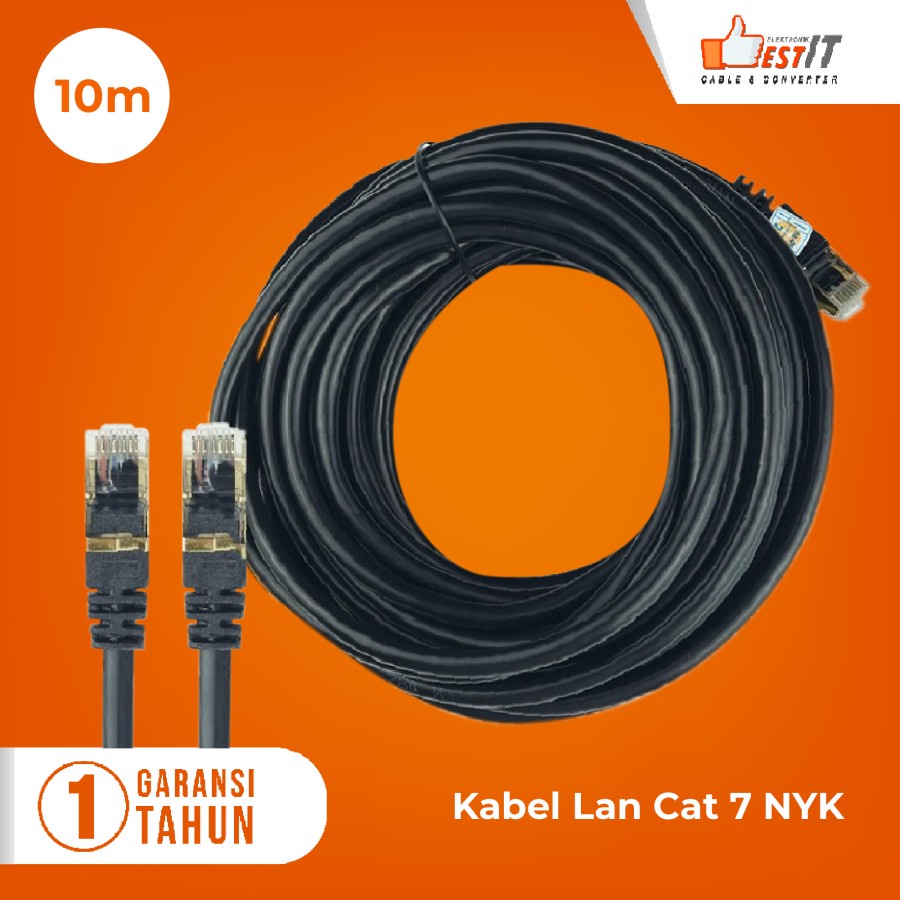 Kabel Lan SSTP Cat7 Ethernet Network 10Gbps Gold Plated RJ45 10 Meter NYK