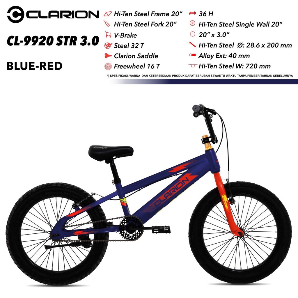 SEPEDA BMX 20" CLARION CL-9920 STR BAN 3.0