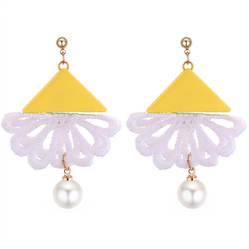 LRC Anting Tusuk Fashion Triangle Shape Decorated Earrings