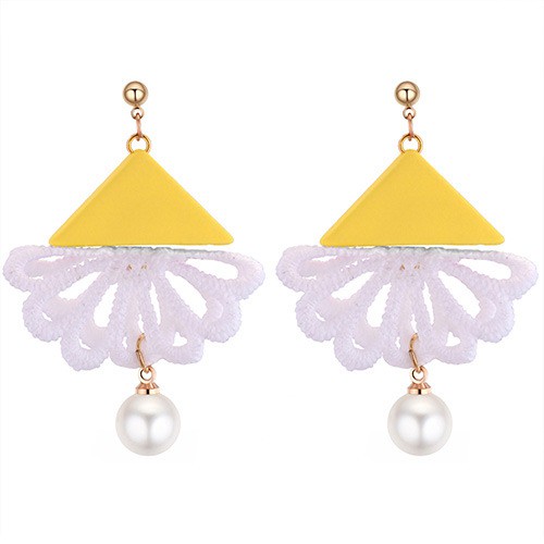 LRC Anting Tusuk Fashion Triangle Shape Decorated Earrings