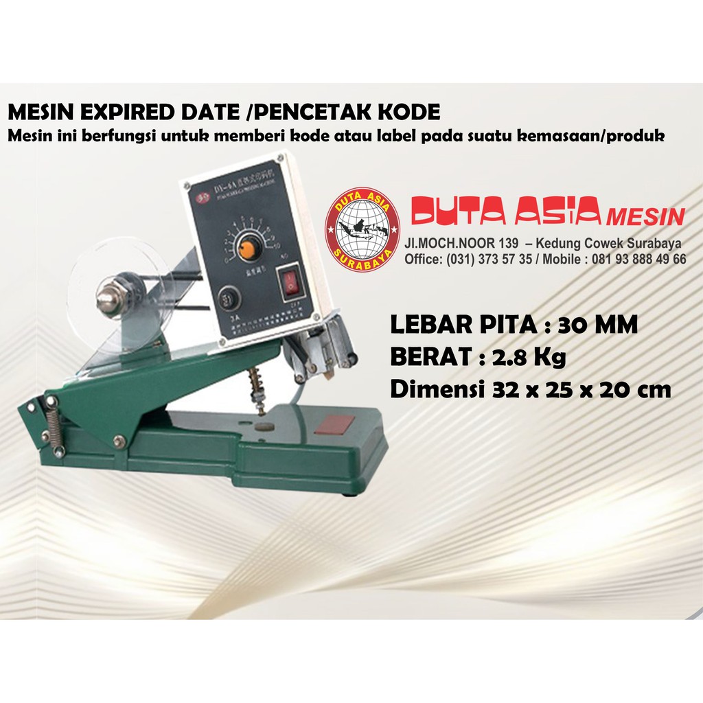

MESIN UNTUK MENCETAK EXPIRED DATE/PENCETAK KODE BERUPA TANGGAL