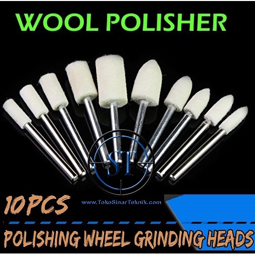 10 Pcs Mata Poles Wool Polisher Polishing Buffing Grinding Head Dremel Rotary Tuner Mini Grinder