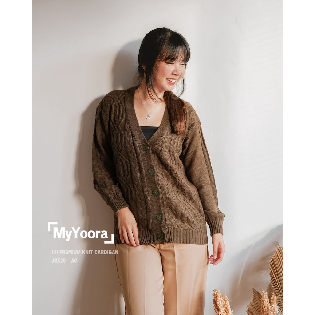 MyYoora Premium Knit Basic Cardigan Rajut JK530/JK525 /JK523-Ivi-Army