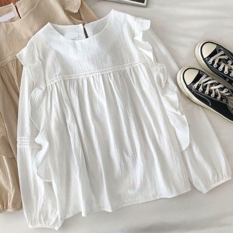 1KG MUAT 5PCS | SAKA BLOUSE BASIC TOP RENDA HITS OOTD SELEBGRAM FASHION WANITA MASA KINI