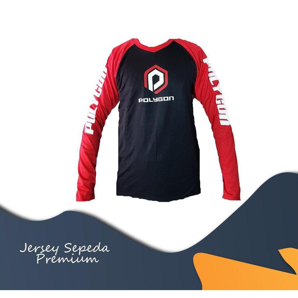 Baju - Kaos - Jersey Sepeda Gowes - Motor Cross Downhill Panjang DH  POLYGON F021 MTB BMX PREMIUM