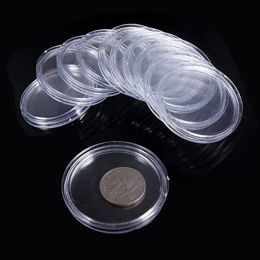 MXBEAUTY 10 Pcs Collecting Box 30mm Round Plastic Cases Capsules Holder New Coins Box Acrylic Clear Coin Storage/Multicolor