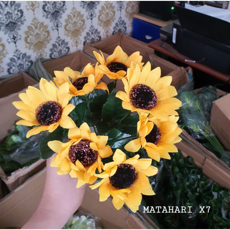 Bunga MATAHARI BESAR / SUNFLOWER Bunga Artificial [ TANPA POT]-Matahari X7