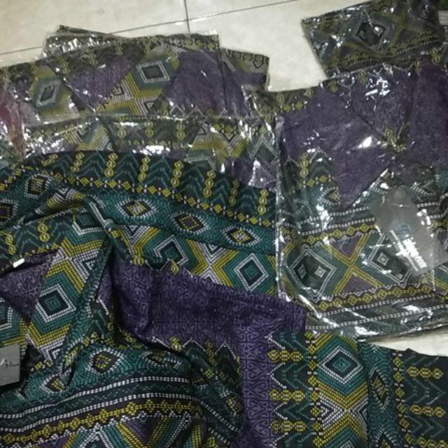 Trolistore Grosir Kemeja Batik Pria Cowok Goe Lengan Pendek Toska Ungu