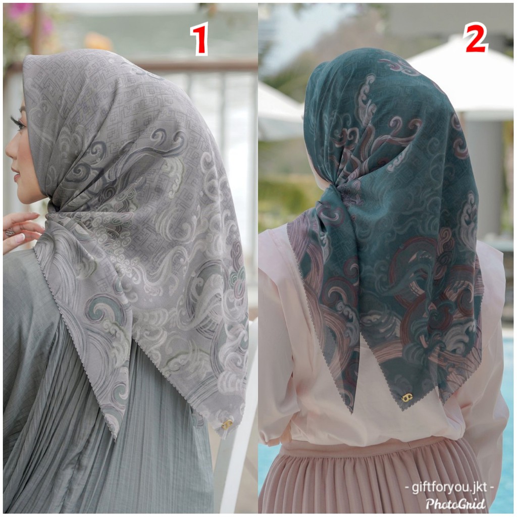 Buttonscarves The Wave Voal Square Jilbab Button Scarves Hijab Premium Kerudung Scarf Original