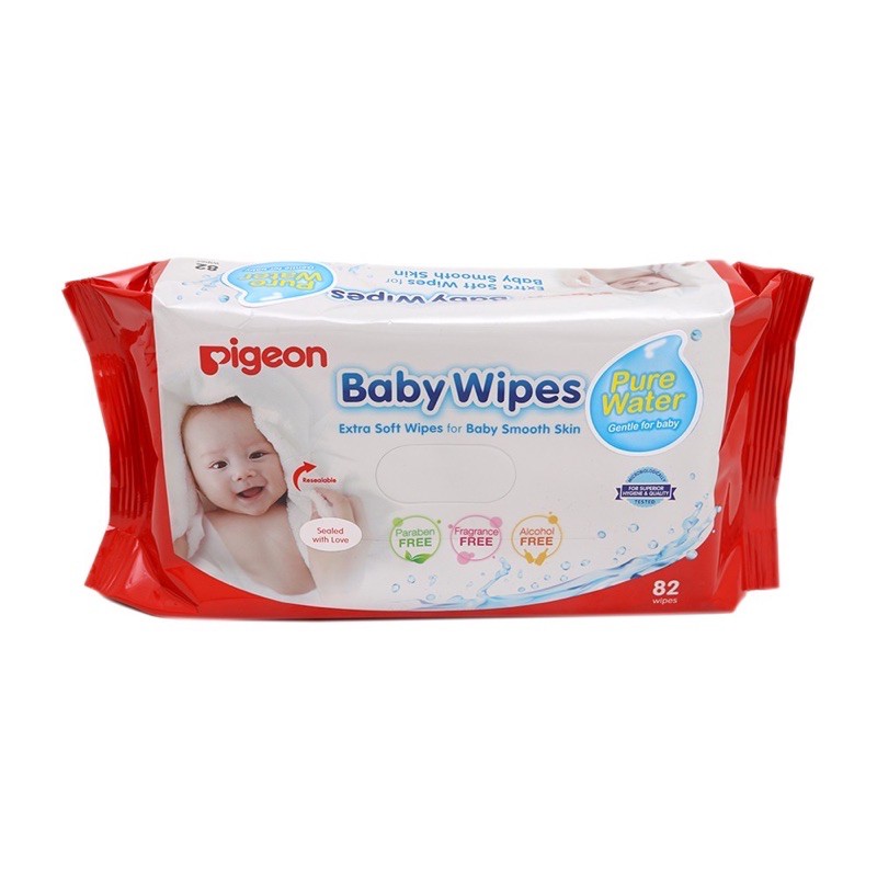 Pigeon Baby Wipes Pure Water isi 82 - Pigeon tisu basah