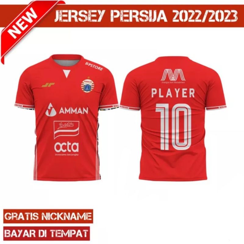 BAJU KAOS JERSEY BOLA PERSIJA JAKARTA HOME AWAY TERBARU 2022 2023 FREE CUSTOM NAMA DAN NO PUNGGUNG